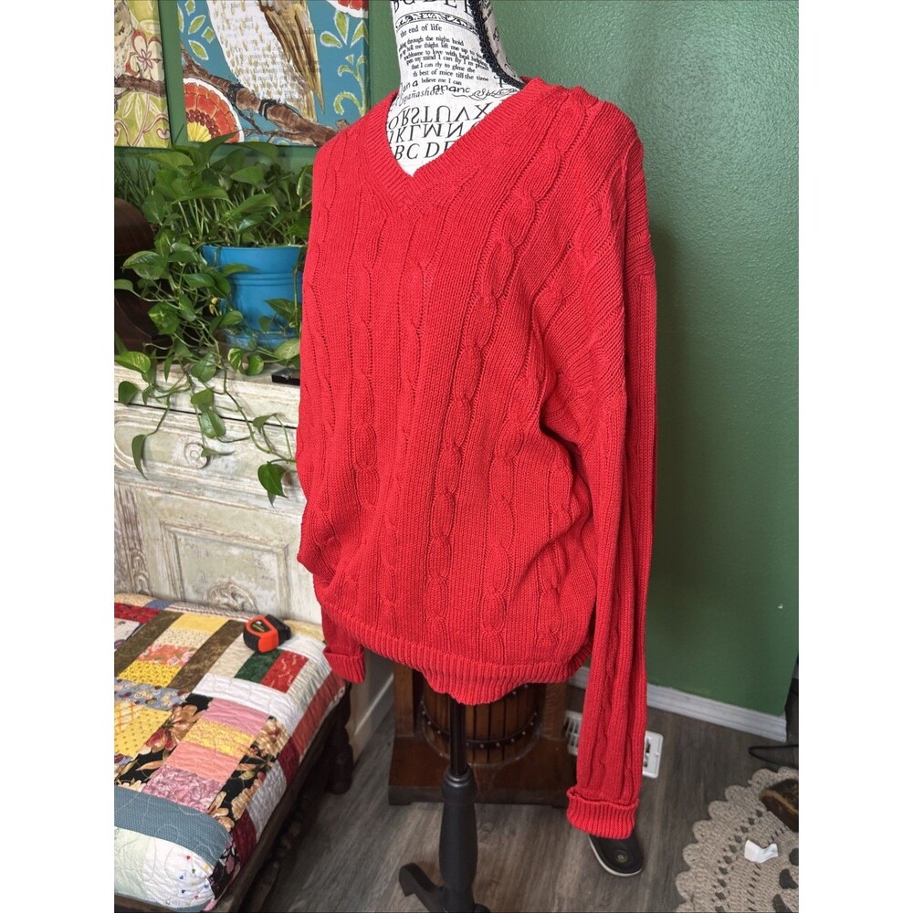 Vtg Northsport 100% Cotton Oversized Red Sweater 90s Butter Mom Preppy Large